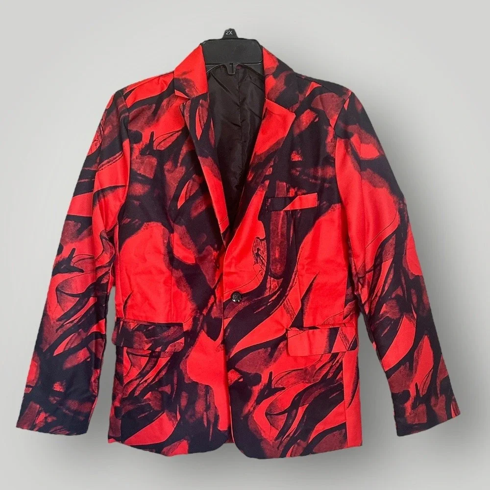 Fitshop High Fashion Blazer‎ Sport Coat Jacket 38 R, Red/Black  NWOT